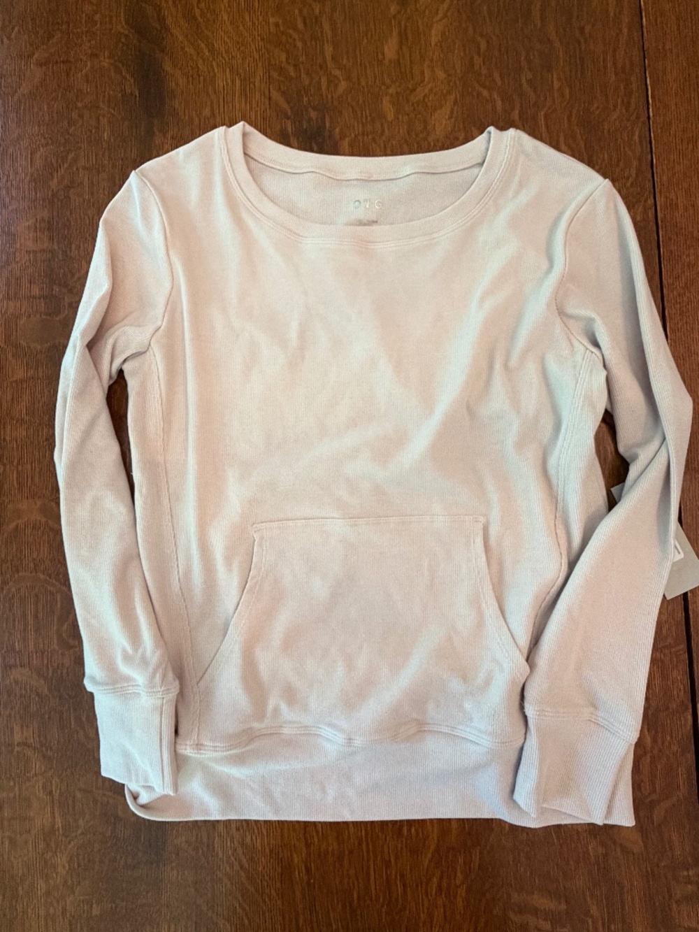 NWT On The Go Arcadia Ribbed Boat Neck Lounge Top Crystal Gray Size Small